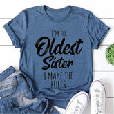 Eu sou a irmã mais velha da moda com estampa de letras femininas com slogan